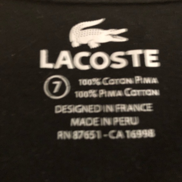 Black Lacoste V neck size large - Picture 2 of 2